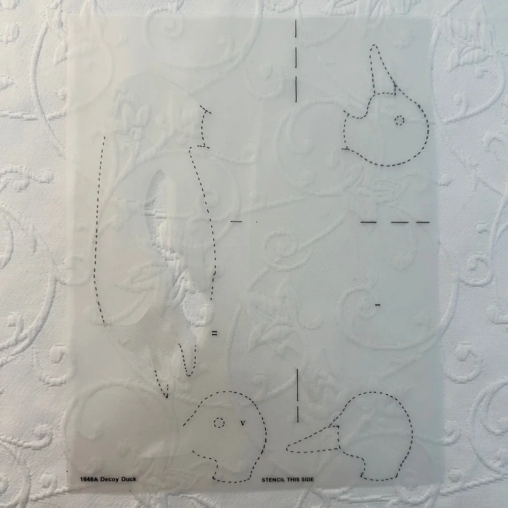 2 Vintage 80s Stencil Sets Decor Pineapple 1830 Decoy Duck 1848 Plaid Ent. Mylar